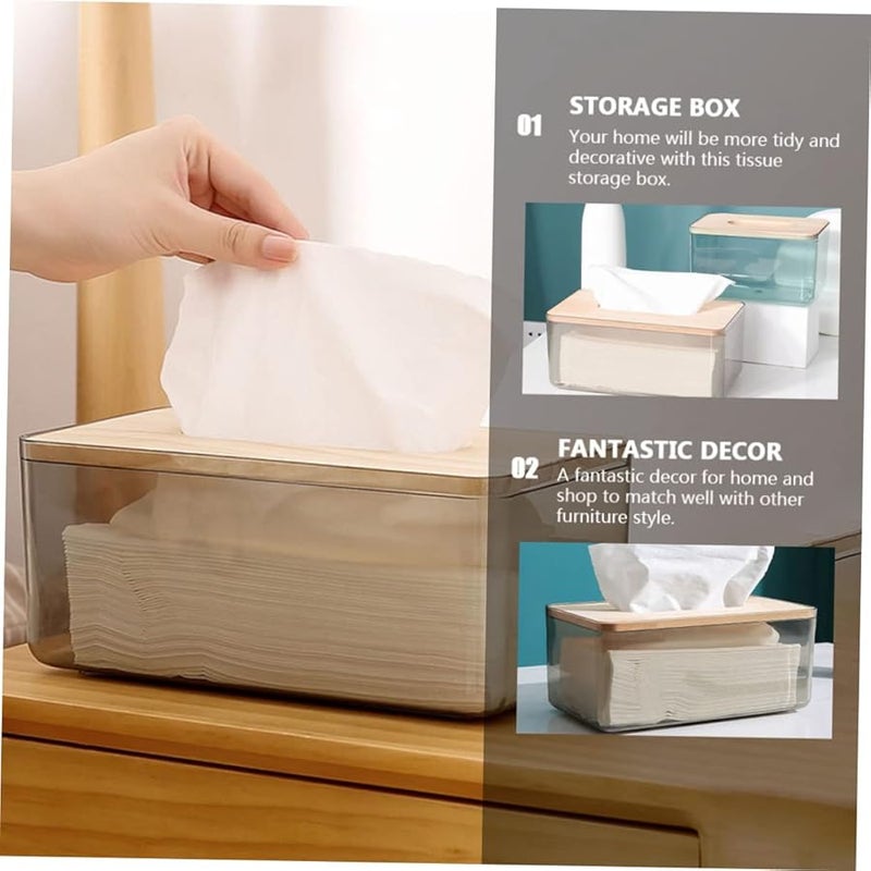 صندوق تخزين مناديل بغطاء خشبي على الطراز الاسكندنافي، حامل مناديل زخرفي لإكسسوارات المنزل باللون الأسود - Image 5